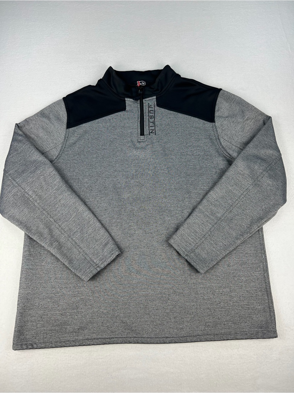 Justin Mens Gray & Black  1/4 Zip Performance Jacket Size XL Outdoor Western